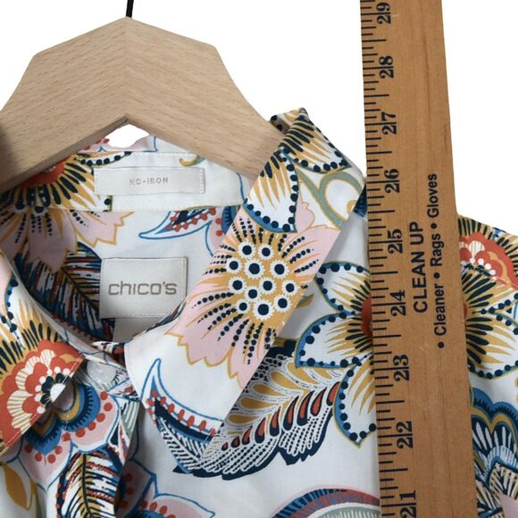 Chico’s No Iron Floral Button Up Shirt Size 2 (L/XL) Vibrant Bloom Print - Picture 7 of 7
